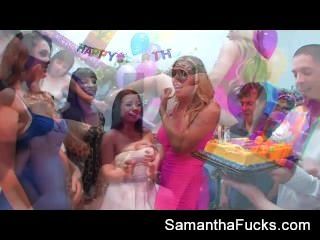 Samantha Saint Celebrates Her Birthday With A Wild Crazy Orgy
