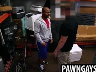 Ebony Hunk Sucking On A Hard Cock At The Pawn Shop