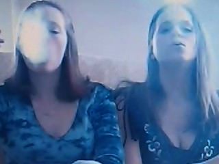 Monica And Friend Doing Smoke Tricks